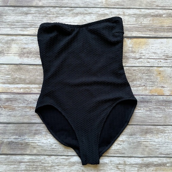 Vintage Gottex Strapless Black Swimsuit One Piece Swimwear Sz 8 - Picture 1 of 7